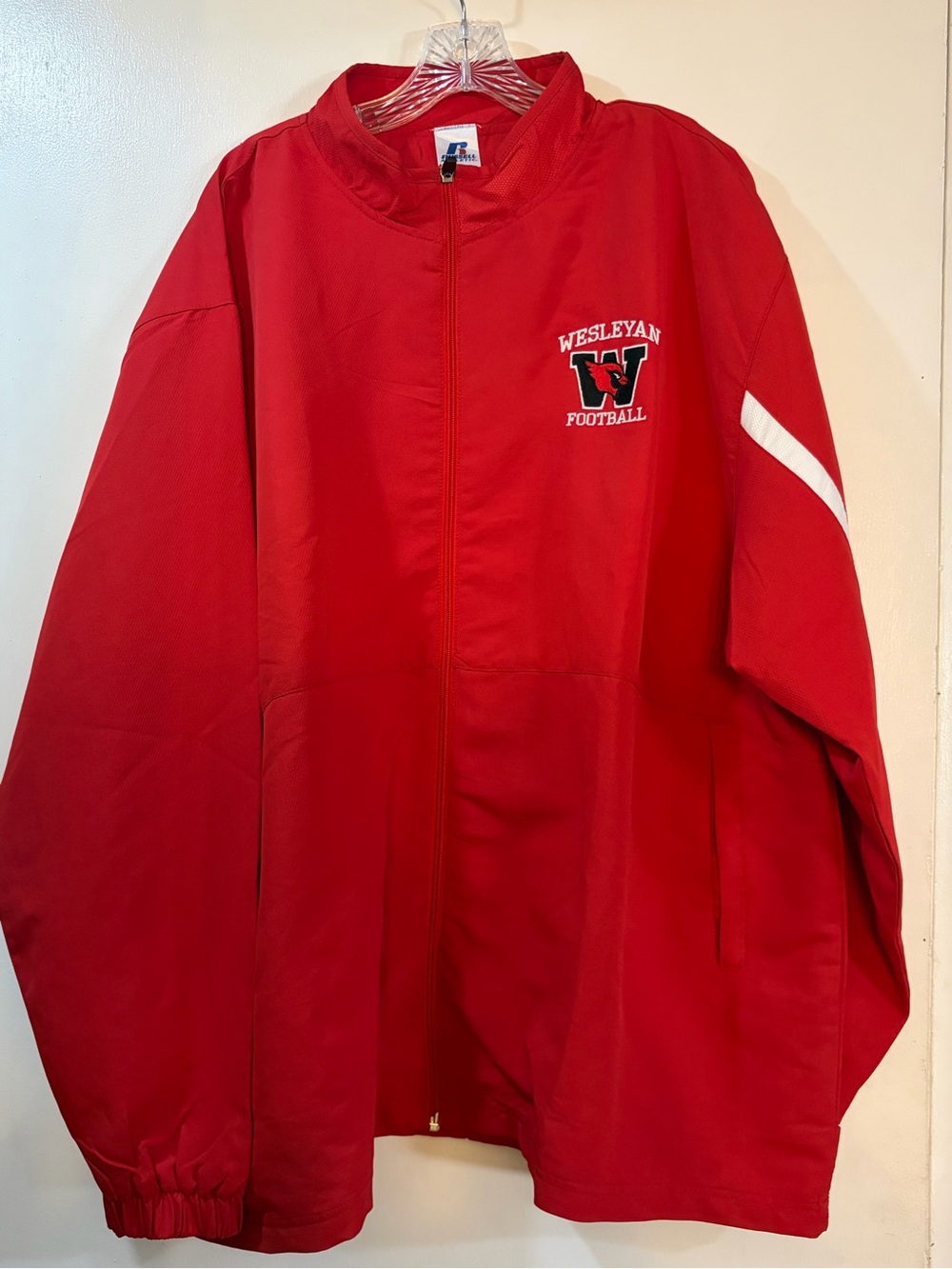 Russell Athletics Wesleyan Football Red Windbreaker Jacket Men’s Sz XXL